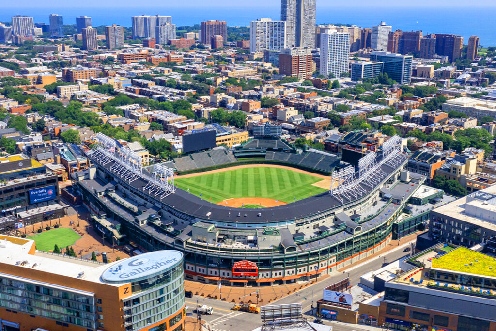 Wrigley Field in spring in Chicago