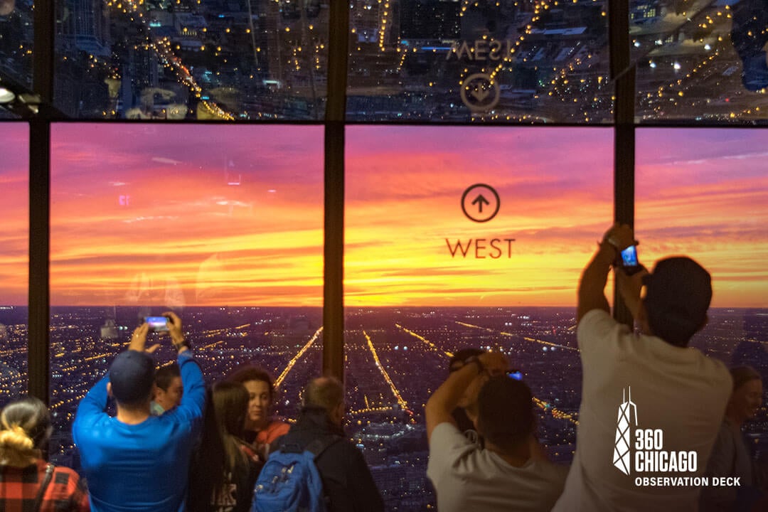 Sunset views at 360 Chicago west facing views