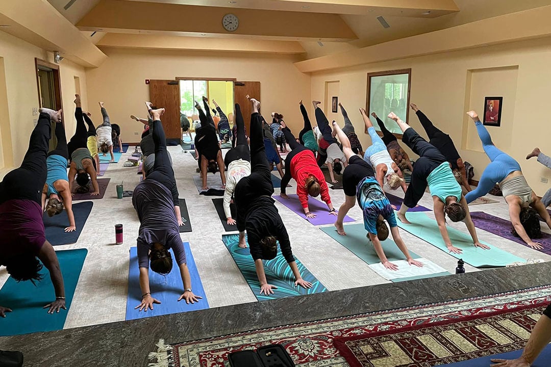 Yoga class at the Hindu Temple of Greater Chicago
